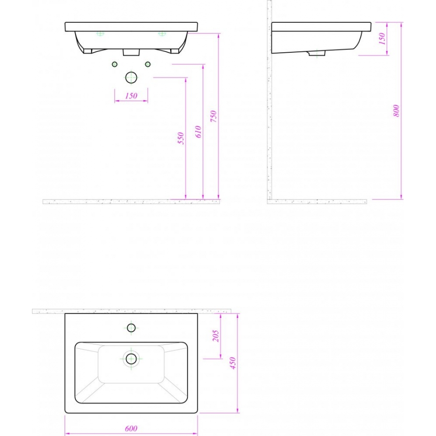 Kale Eternal 60 Cm Tezgah Alti Gomme Lavabo 7113459500